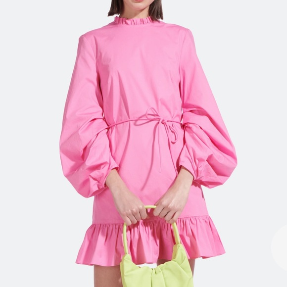 STAUD Dresses & Skirts - STAUD long sleeve Carolina dress pink sz 4 NEW